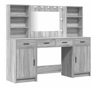 vidaXL Juego de Tocador Moderno Gris Sonoma con Espejo Estantes de Almacenamiento Y Cajones Mesa de Maquillaje Elegante para Uso Interior Muebles Funcionales Soluciones para Adultos Organización del