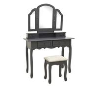 Vidaxl juego de tocador y taburete madera paulownia gris 100x40x146cm