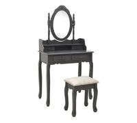 Vidaxl juego de tocador y taburete madera paulownia gris 75x69x140 cm