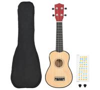 vidaXL Juego de ukelele soprano para niños con funda madera clara 21"