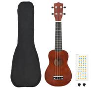 vidaXL Set de Ukelele Soprano con Funda para Niños 21" Musical Juego Instrumento Guitarra para Principiantes Jóvenes Aficionado Madera Oscura