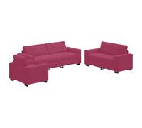 vidaXL Juego Moderno de Sofá de Terciopelo en Rojo Vino | Sofá Cómodo con 1 Silla 2 Plazas 3 Muebles Elegantes Sala de Estar o Oficina Interior