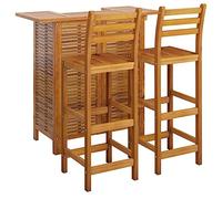 vidaXL Juego Muebles de Bar para Jardín 3 Piezas Mesa Silla Asiento Butaca Taburete Pub Bistró Comedor Patio Desayuno Madera Maciza de Acacia