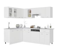 vidaXL Juego de Muebles de Cocina 11 Piezas Comedor Mobiliario Armario Estante Almacenaje Microondas Fregadero Lavavajilla Madera Contrachapada Blanco
