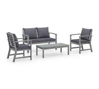 vidaXL Juego Muebles de Jardín 4 Piezas y Cojines Mobiliario Exterior Terraza Hogar Cocina Mesa Silla Asiento Suave con Respaldo Madera Maciza Acacia