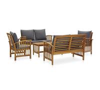 vidaXL Juego Muebles de Jardín y Cojines 5 Piezas Mobiliario Exterior Hogar Cocina Terraza Silla Mesa Asiento Suave con Respaldo Madera Maciza Acacia