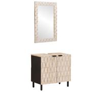 vidaXL Juegos de Baño Acabado de Lavado Madera de Mango Maciza, Conjunto de Mueble de Baño, Muebles Modernos, Decoración de Baño Rectangular, Esenciales para Interiores, Soluciones Urbanas