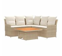 vidaXL Juegos de Muebles 4 pcs Beige y Crema Ratán sintético, Conjunto de Muebles Modernos con Patas Ajustables, Sofá de PE Rattan para Interiores y Exteriores, Muebles Duraderos para Jardín