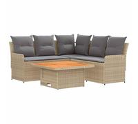 vidaXL Juegos de Muebles 4 pcs Beige y Gris Claro Ratán sintético, Conjunto de Muebles Modernos con Patas Ajustables, Sofá de PE Rattan para Interiores y Exteriores, Muebles Duraderos para Jardín