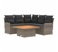 vidaXL Juegos de Muebles 4 pcs Gris y Gris Oscuro Ratán sintético, Conjunto de Muebles Modernos con Patas Ajustables, Sofá de PE Rattan para Interiores y Exteriores, Muebles Duraderos para Jardín