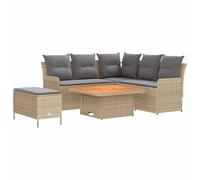 vidaXL Juegos de Muebles 5 pcs Beige y Gris Claro Ratán sintético, Conjunto de Muebles Modernos con Patas Ajustables, Sofá de PE Rattan para Interiores y Exteriores, Muebles Duraderos para Jardín