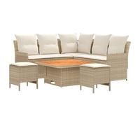 vidaXL Juegos de Muebles 6 pcs Beige y Crema Ratán sintético, Conjunto de Muebles Modernos con Patas Ajustables, Sofá de PE Rattan para Interiores y Exteriores, Muebles Duraderos para Jardín
