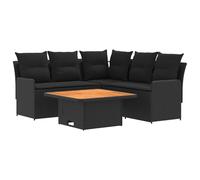 vidaXL Juegos de Muebles con Almohada 4 pcs Negro Ratán sintético, Conjunto de Muebles Modernos con Patas Ajustables, Sofá de PE Rattan para Interiores y Exteriores, Muebles Duraderos para Jardín