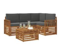 vidaXL Juegos de Muebles con cojín 5 pcs Natural y Antracita, Juego de sofá Moderno para Exteriores, Mueble de jardín Elegante, seccional, Descanso en Patio, Acacia y Madera