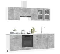 vidaXL Juegos de Muebles de Cocina Lyon 8 pcs 240 x 46 x 81,5 cm, Almacenamiento de Cocina Personalizable, Muebles Modernos, instalación Sencilla, estanterías multipropósito