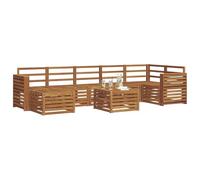 vidaXL Juegos de sofás 10 pcs Natural Madera de Acacia Sólida, Juego de Sofás de Acacia, Asientos Modernos, Muebles de Patio Chic, Lounge de Jardín Resistente al Clima