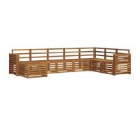 vidaXL Juegos de sofás 10 pcs Natural Madera de Acacia Sólida, Sofá Modular para jardín y terraza, Lounge Moderno, Resistente Madera de Acacia, Ideal para Exterior, a Prueba de Clima