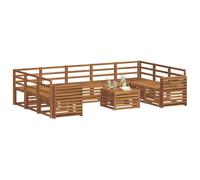 vidaXL Juegos de sofás 10 pcs Natural Madera de Acacia Sólida, Sofá seccional Moderno de jardín, Conjunto Resistente para Exteriores, Muebles de Patio para Estilo y Comodidad