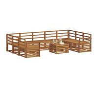 vidaXL Juegos de sofás 10 pcs Natural Madera de Acacia Sólida, Sofá seccional Moderno de jardín, Conjunto Resistente para Exteriores, Muebles de Patio para Estilo y Comodidad