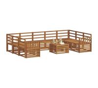 vidaXL Juegos de sofás 10 pcs Natural Madera de Acacia Sólida, Sofá seccional Moderno de jardín, Conjunto Resistente para Exteriores, Muebles de Patio para Estilo y Comodidad