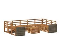 vidaXL Juegos de sofás 10 pcs Natural Madera de Acacia Sólida, Sofá seccional Moderno de jardín, Conjunto Resistente para Exteriores, Muebles de Patio para Estilo y Comodidad
