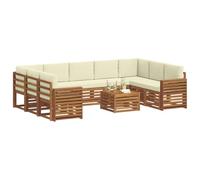 vidaXL Juegos de sofás 10 pcs Natural y Crema Madera de Acacia Sólida, Sofá seccional Moderno de jardín, Conjunto Resistente para Exteriores, Muebles de Patio para Estilo y Comodidad