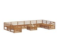vidaXL Juegos de sofás 11 pcs Natural Madera de Acacia Sólida, Sofá de Jardín, Mueble Modular Resistente para Patio, Área de Relajación Cómoda, Set de Terraza