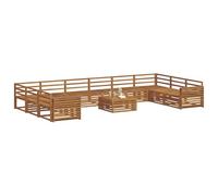 vidaXL Juegos de sofás 11 pcs Natural Madera de Acacia Sólida, Sofá de Jardín, Mueble Modular Resistente para Patio, Área de Relajación Cómoda, Set de Terraza
