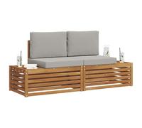 vidaXL Juegos de sofás 2 Pieza Natural y Crema 91 x 63 x 73 cm, Sofá Moderno para jardín y terraza, sectional Duradero, sofá de Acacia, Asientos Resistentes al Clima, área de Descanso