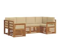 vidaXL Juegos de sofás 20 pcs Natural Madera de Acacia Sólida, Juego de Sofá de Jardín Moderno, Seccional Rectangular, Muebles de Patio Duraderos, Hecho de Madera de Acacia