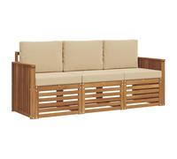 vidaXL Juegos de sofás 3 pcs Natural y Beige Madera de Acacia Sólida, Muebles de jardín Modernos, Resistentes a la Intemperie, sofás de Acacia, soluciones Flexibles para tu Patio