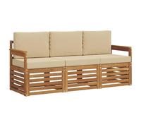 vidaXL Juegos de sofás 3 pcs Natural y Beige Madera de Acacia Sólida, Muebles de jardín Modernos, Resistentes a la Intemperie, sofás de Acacia, soluciones Flexibles para tu Patio