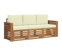 vidaXL Juegos de sofás 3 pcs Natural y Crema Madera de Acacia Sólida, Muebles de jardín Modernos, Resistentes a la Intemperie, sofás de Acacia, soluciones Flexibles para tu Patio