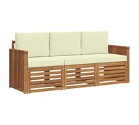 vidaXL Juegos de sofás 3 pcs Natural y Crema Madera de Acacia Sólida, Muebles de jardín Modernos, Resistentes a la Intemperie, sofás de Acacia, soluciones Flexibles para tu Patio