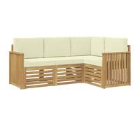 vidaXL Juegos de sofás 4 pcs Blanco y Crema 187,5 x 128,5 x 73 cm, Conjunto de jardín, sofá Moderno para Exteriores, Muebles seccionales para terraza y Comodidad en Patio