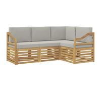 vidaXL Juegos de sofás 4 pcs Blanco y Gris Claro 185,5 x 126,5 x 73 cm, Conjunto de jardín, sofá Moderno para Exteriores, Muebles seccionales para terraza y Comodidad en Patio