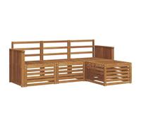 vidaXL Juegos de sofás 4 pcs Natural Madera de Acacia Sólida, Sofá de jardín Moderno, Set seccional Duradero para Exteriores, Lounge Estiloso y Comfy para tu terraza