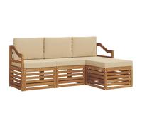 vidaXL Juegos de sofás 4 pcs Natural y Beige Madera de Acacia Sólida, Sofá de jardín Moderno, Set seccional Duradero para Exteriores, Lounge Estiloso y Comfy para tu terraza