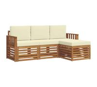 vidaXL Juegos de sofás 4 pcs Natural y Crema Madera de Acacia Sólida, Sofá de jardín Moderno, Set seccional Duradero para Exteriores, Lounge Estiloso y Comfy para tu terraza