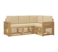 vidaXL Juegos de sofás 4 pcs y Beige 191 x 132,5 x 73 cm Poliéster, Conjunto de jardín, sofá Moderno para Exteriores, Muebles seccionales para terraza y Comodidad en Patio