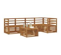 vidaXL Juegos de sofás 6 pcs Natural Madera de Acacia Sólida, Sofá Exterior Moderno, Mueble seccional Duradero para jardín, Comodidad de relajación en terraza