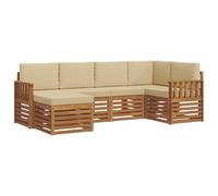vidaXL Juegos de sofás 6 pcs Natural y Beige Madera de Acacia Sólida, Sofá Moderno para Exteriores, Muebles seccionales Resistentes, Comodidad en tu Patio y terraza