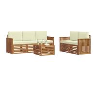 vidaXL Juegos de sofás 6 pcs Natural y Crema Madera de Acacia Sólida, Muebles de jardín Modernos, sofá Exterior Resistente, Set seccional para Relajarse en el Patio, cómodo Asiento