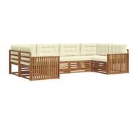 vidaXL Juegos de sofás 6 pcs Natural y Crema Madera de Acacia Sólida, Sofá de Jardín Moderno, Conjunto Seccional Resistente, Muebles de Patio Cómodos para Relajarse al Aire Libre