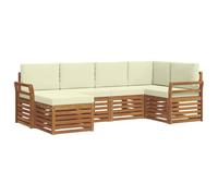 vidaXL Juegos de sofás 6 pcs Natural y Crema Madera de Acacia Sólida, Sofá Moderno para Exteriores, Muebles seccionales Resistentes, Comodidad en tu Patio y terraza