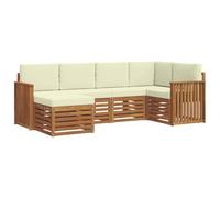 vidaXL Juegos de sofás 6 pcs Natural y Crema Madera de Acacia Sólida, Sofá Moderno para Exteriores, Muebles seccionales Resistentes, Comodidad en tu Patio y terraza