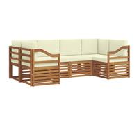 vidaXL Juegos de sofás 6 pcs Natural y Crema Madera de Acacia Sólida, Sofá Moderno para jardín, Mueble Modular, cómodo Lounge Patio, Set Duradero para Relajarse