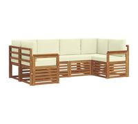 vidaXL Juegos de sofás 6 pcs Natural y Crema Madera de Acacia Sólida, Sofá Moderno para jardín, Mueble Modular, cómodo Lounge Patio, Set Duradero para Relajarse