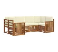vidaXL Juegos de sofás 6 pcs Natural y Crema Madera de Acacia Sólida, Sofá Moderno para jardín, Mueble Modular, cómodo Lounge Patio, Set Duradero para Relajarse