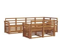 vidaXL Juegos de sofás 7 pcs Natural Madera de Acacia Sólida, Juego de sofá Exterior Moderno, seccional Rectangular para Patio, sofá de jardín Duradero, mobiliario Minimalista de Madera de Acacia, lo